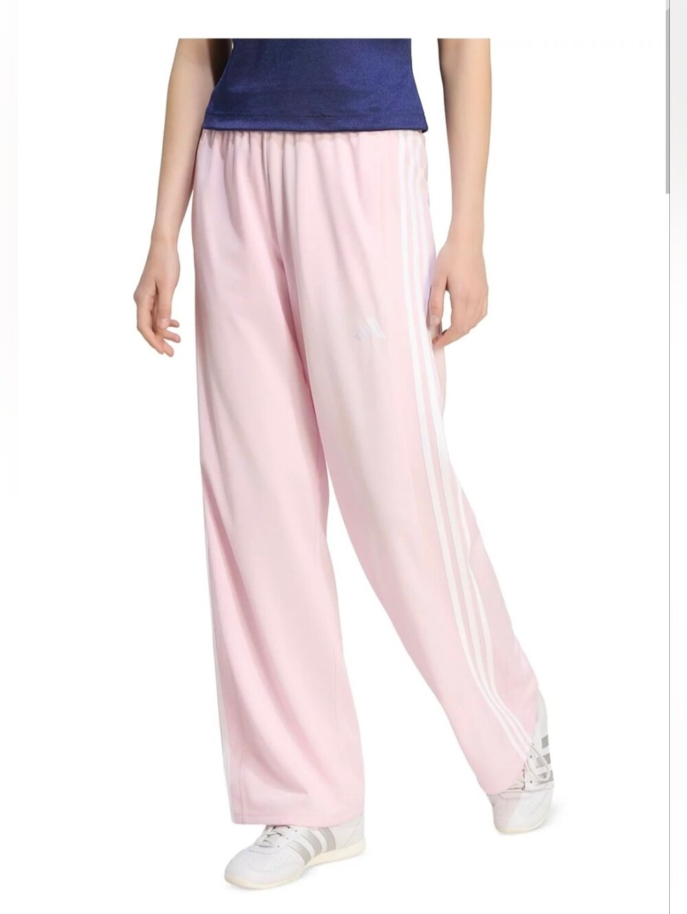 adidas Pink Wide-Leg Track Pants with 3-Stripes